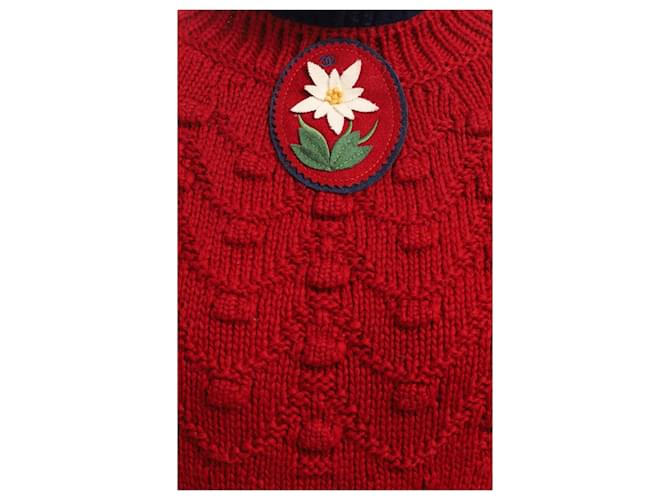 Chanel Super Rare CC Edelweiss Patch Jumper Rot - Ansicht 2