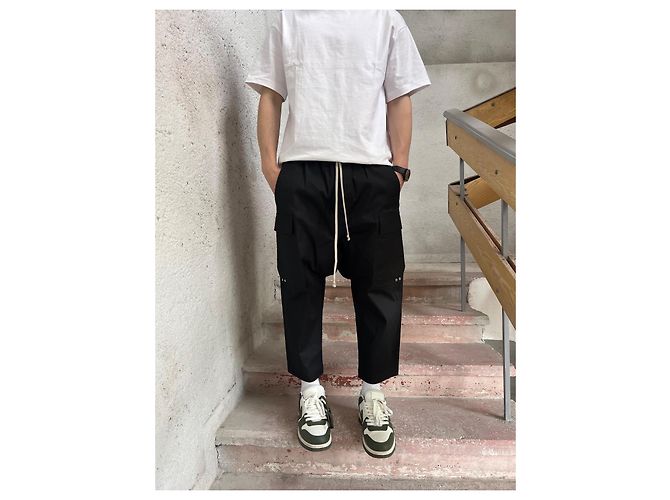 Rick Owens Lido 24 Cargo Cropped Pants Schwarz - vista 9