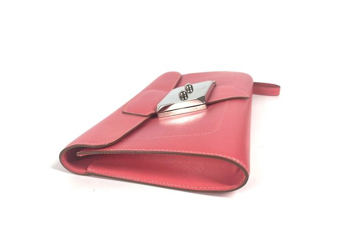 Hermès Clutch in pelle Tadelakt rosa Hermes - vista 2