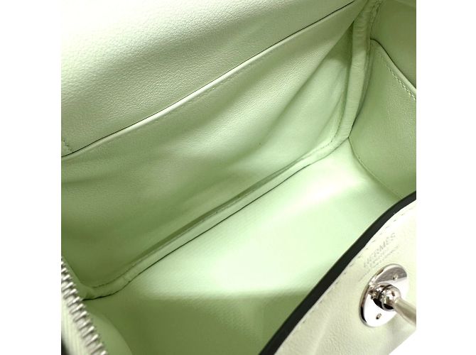 Hermès Borsa a Spalla Hermes Lindy in Verde Chiaro - vista 12