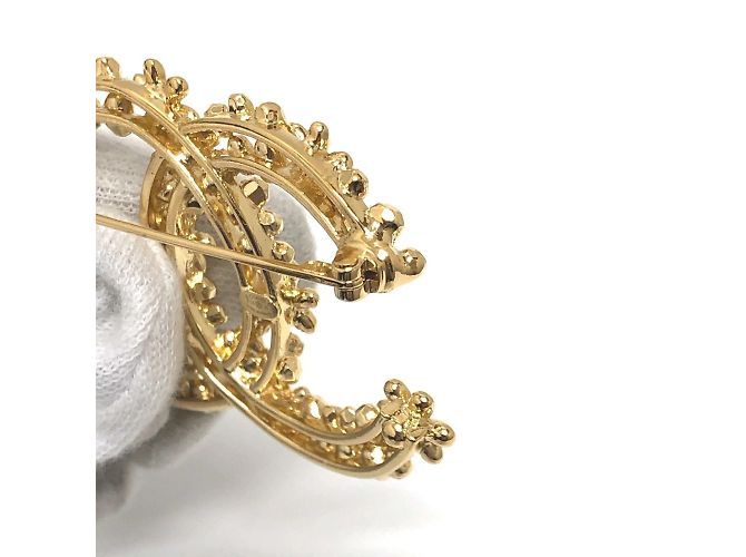 Spilla corsage in strass Chanel 23A CC Coco Mark Flower D'oro - vista 4