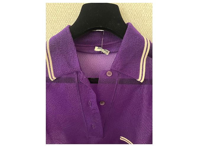 Polo de malla violeta Miu Miu Púrpura - vista 4