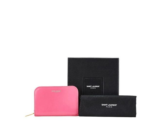 Monedero de cuero rosa Saint Laurent - vista 7