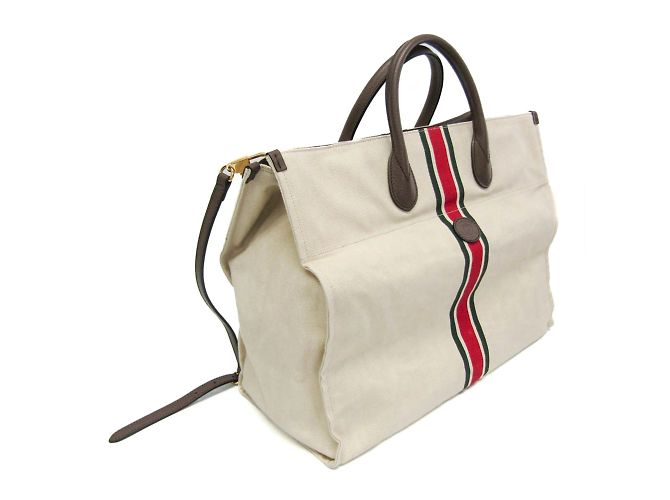 Borsa a spalla Gucci Sherry Line Interlocking G Bianco sporco - vista 5