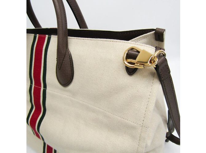 Borsa a spalla Gucci Sherry Line Interlocking G Bianco sporco - vista 7