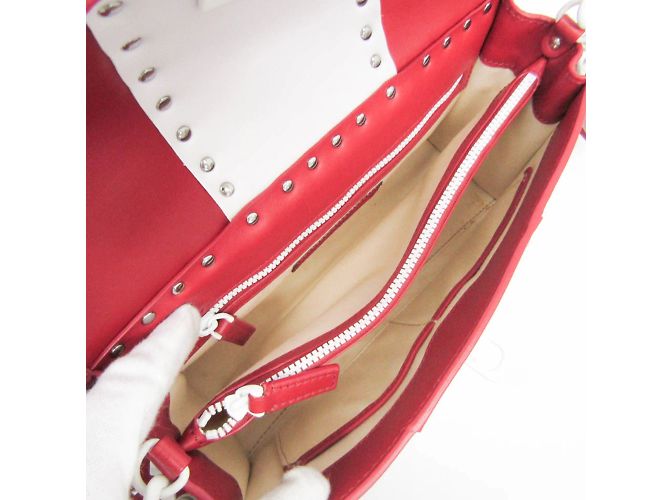Borsa a manico singolo Valentino Garavani Spike Lockstuds Bianco Rosso - vista 4