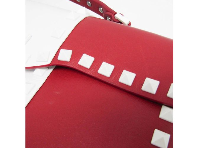 Borsa a manico singolo Valentino Garavani Spike Lockstuds Bianco Rosso - vista 6