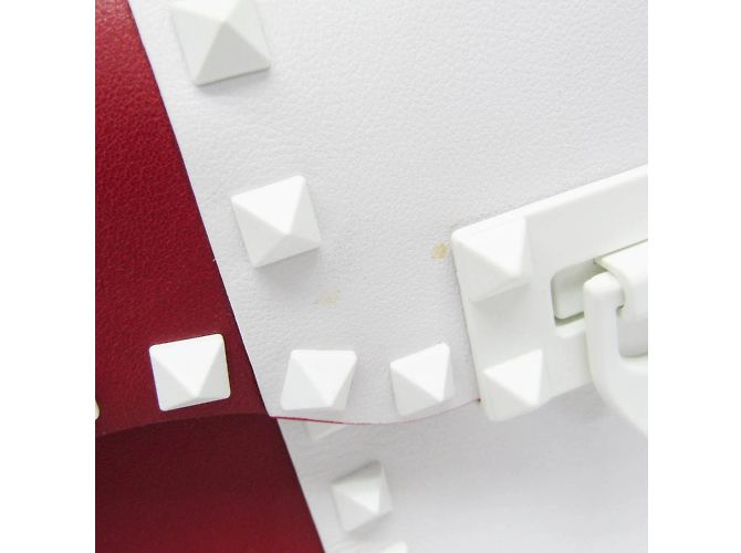 Borsa a manico singolo Valentino Garavani Spike Lockstuds Bianco Rosso - vista 7