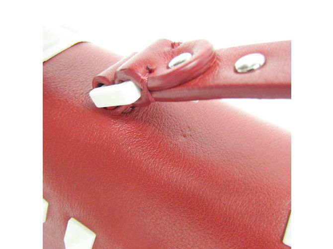 Borsa a manico singolo Valentino Garavani Spike Lockstuds Bianco Rosso - vista 8