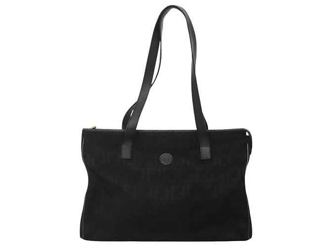 FENDI Zucca Canvas Tote Bag Gold Schwarz Auth MX167 Golden - Ansicht 13