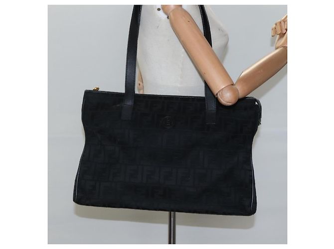 FENDI Zucca Canvas Tote Bag Gold Schwarz Auth MX167 Golden - Ansicht 21