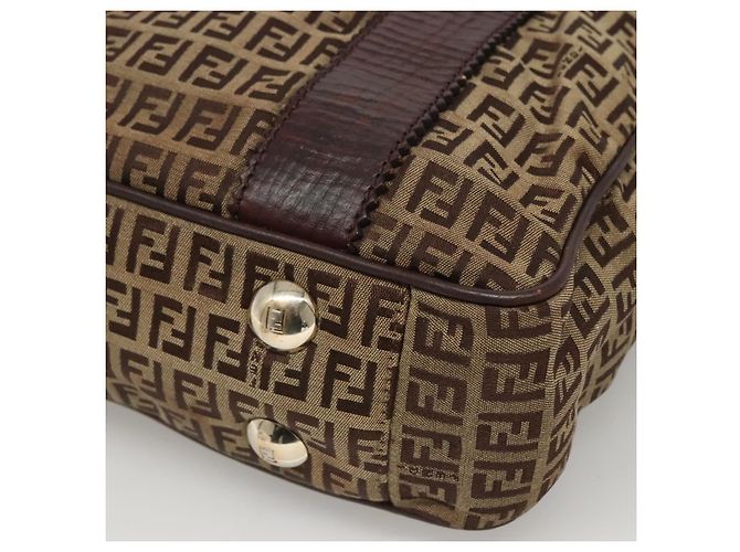 FENDI Zucchino Canvas Tote Bag Beige Gold Auth bs24207 Golden - Ansicht 14