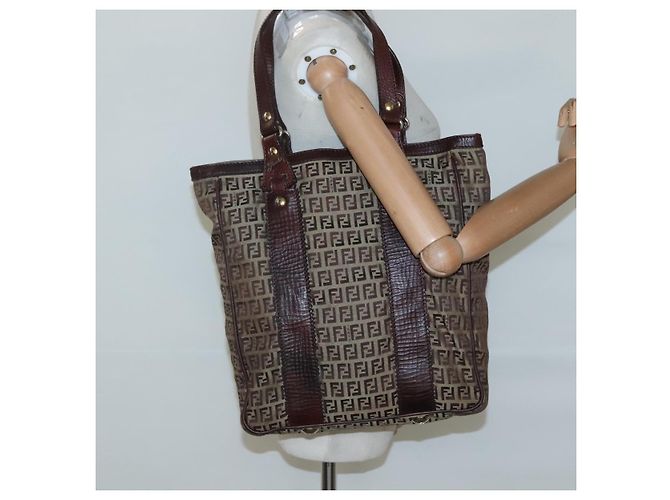 FENDI Zucchino Canvas Tote Bag Beige Gold Auth bs24207 Golden - Ansicht 19