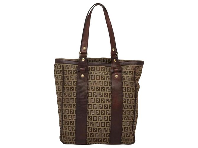 FENDI Zucchino Canvas Tote Bag Beige Gold Auth bs24207 Golden - Ansicht 2