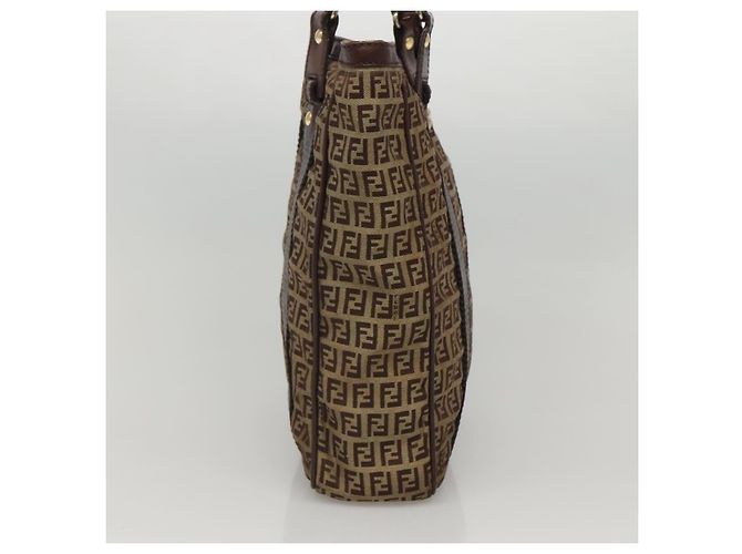 FENDI Zucchino Canvas Tote Bag Beige Gold Auth bs24207 Golden - Ansicht 4