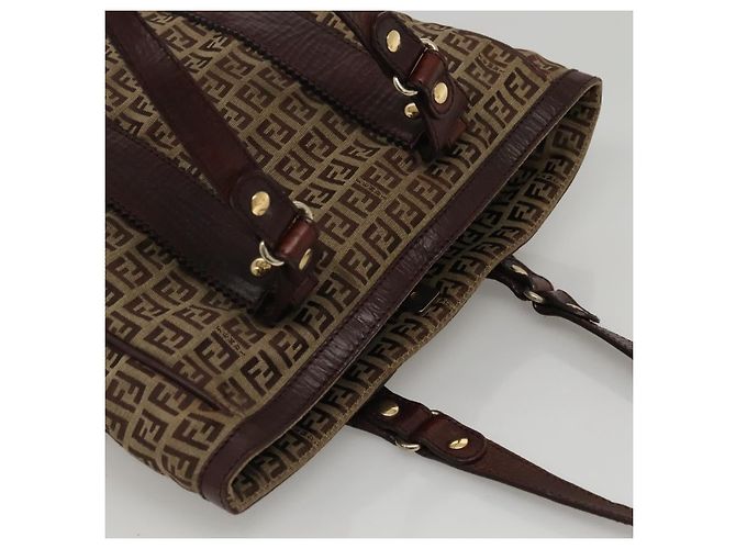FENDI Zucchino Canvas Tote Bag Beige Gold Auth bs24207 Golden - Ansicht 6