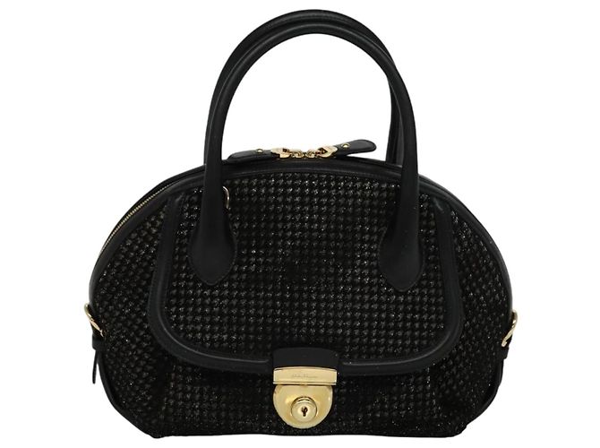 Borsa a mano in pelle Salvatore Ferragamo 2 vie nera e oro Auth MX189 Nero D'oro - vista 13