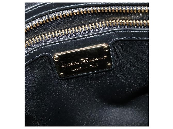 Borsa a mano in pelle Salvatore Ferragamo 2 vie nera e oro Auth MX189 Nero D'oro - vista 18