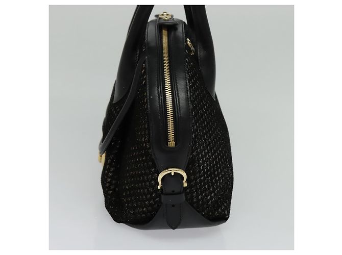 Borsa a mano in pelle Salvatore Ferragamo 2 vie nera e oro Auth MX189 Nero D'oro - vista 4