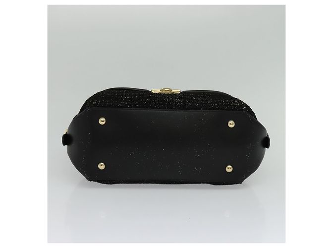 Borsa a mano in pelle Salvatore Ferragamo 2 vie nera e oro Auth MX189 Nero D'oro - vista 5