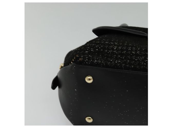 Borsa a mano in pelle Salvatore Ferragamo 2 vie nera e oro Auth MX189 Nero D'oro - vista 8