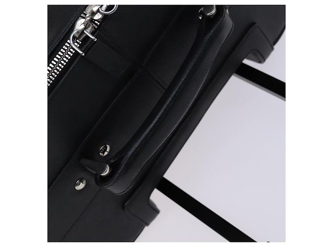 Saffiano Valigia PRADA in pelle Safiano nera Auth ep8401 Nero - vista 17