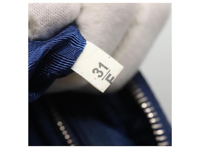 PRADA Sac à épaule matelassé en nylon bleu argent Auth KD263 Argenté - vue 11