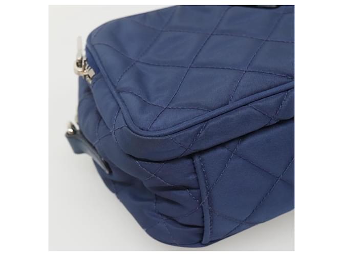 PRADA Sac à épaule matelassé en nylon bleu argent Auth KD263 Argenté - vue 14