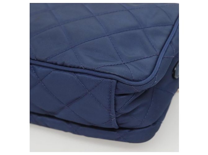 PRADA Sac à épaule matelassé en nylon bleu argent Auth KD263 Argenté - vue 15