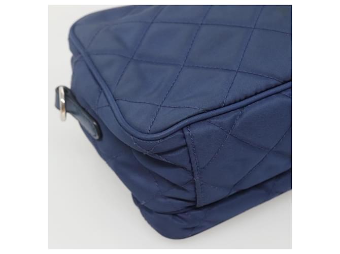 PRADA Sac à épaule matelassé en nylon bleu argent Auth KD263 Argenté - vue 16