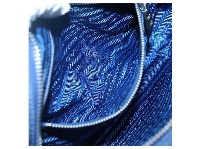 PRADA Sac à épaule matelassé en nylon bleu argent Auth KD263 Argenté - vue 21