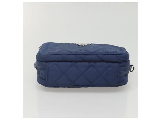 PRADA Sac à épaule matelassé en nylon bleu argent Auth KD263 Argenté - vue 6
