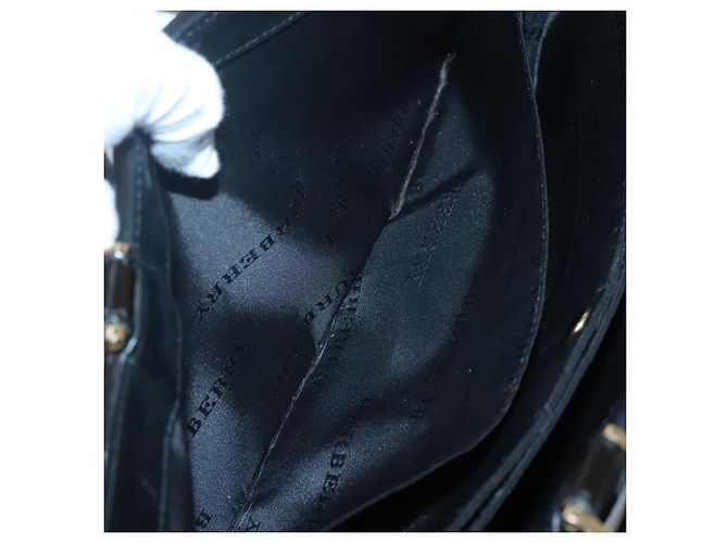 Borsa a mano Burberry Nova Check in lana marrone oro nero Auth BD1582 D'oro - vista 12