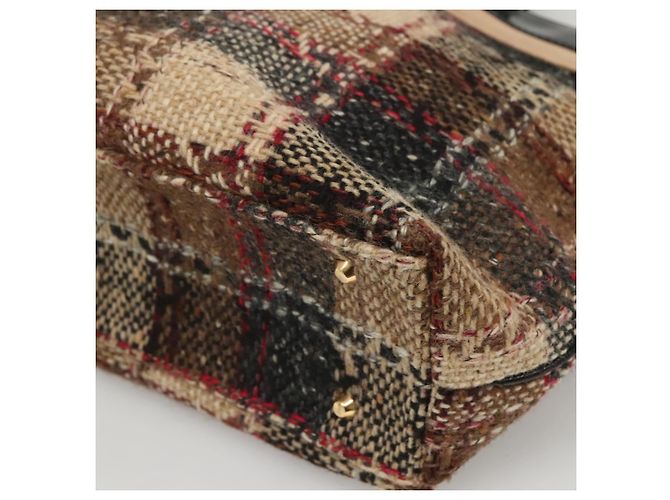 Borsa a mano Burberry Nova Check in lana marrone oro nero Auth BD1582 D'oro - vista 15