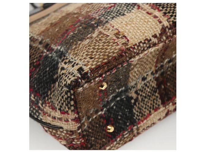 Borsa a mano Burberry Nova Check in lana marrone oro nero Auth BD1582 D'oro - vista 16