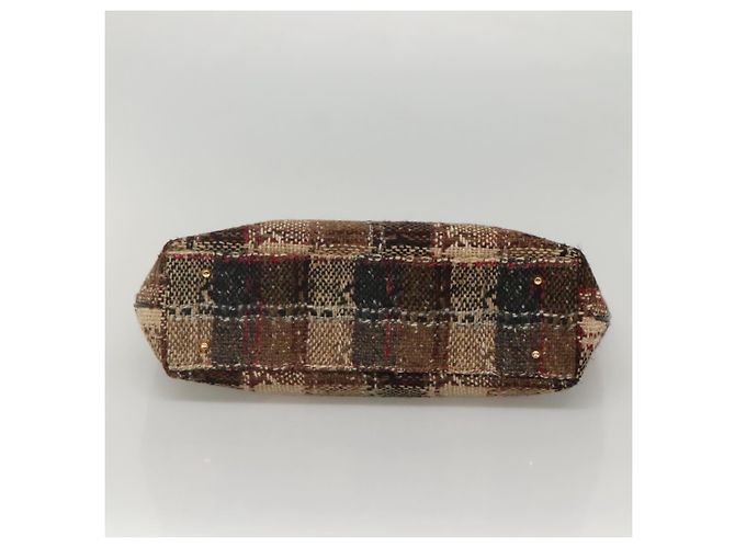 Borsa a mano Burberry Nova Check in lana marrone oro nero Auth BD1582 D'oro - vista 5
