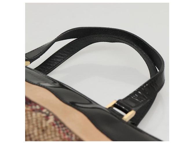Borsa a mano Burberry Nova Check in lana marrone oro nero Auth BD1582 D'oro - vista 8