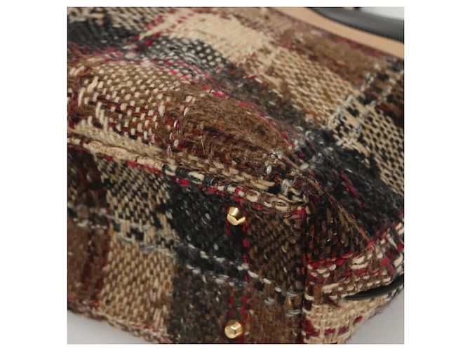 Borsa a mano Burberry Nova Check in lana marrone oro nero Auth BD1582 D'oro - vista 9