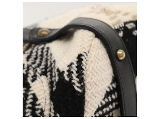 Borsa tote Burberry Nova Check Blue Label in lana bianca e oro Auth BD1813 Bianco D'oro - vista 14