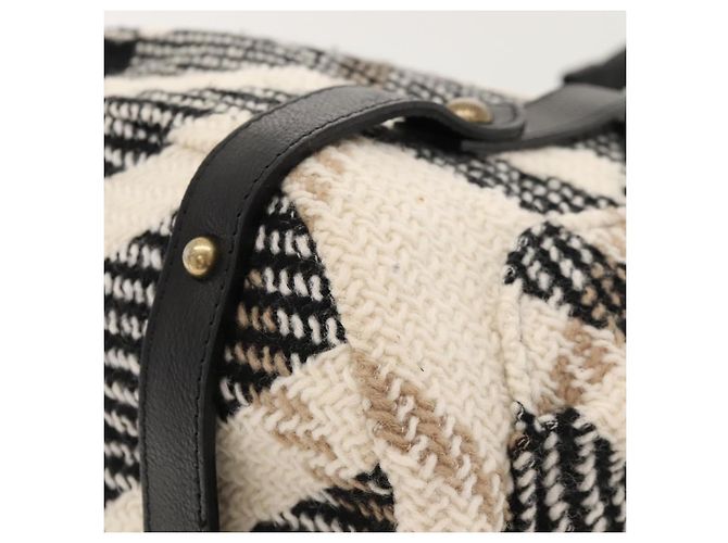Borsa tote Burberry Nova Check Blue Label in lana bianca e oro Auth BD1813 Bianco D'oro - vista 16