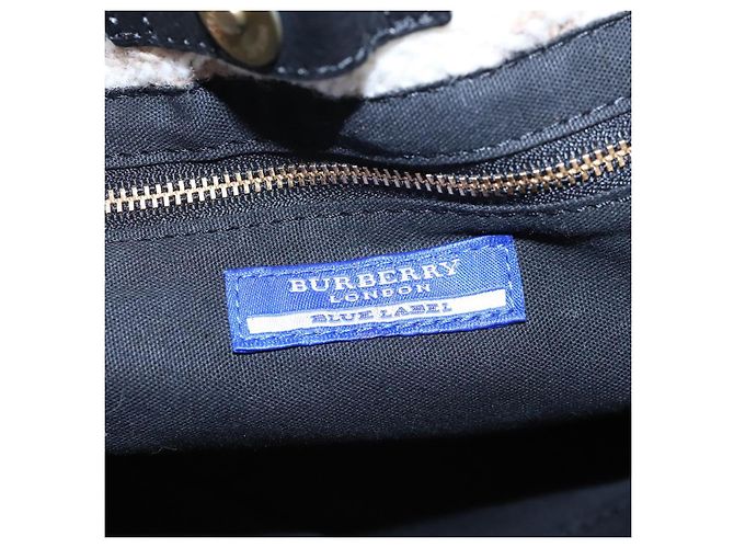Borsa tote Burberry Nova Check Blue Label in lana bianca e oro Auth BD1813 Bianco D'oro - vista 17