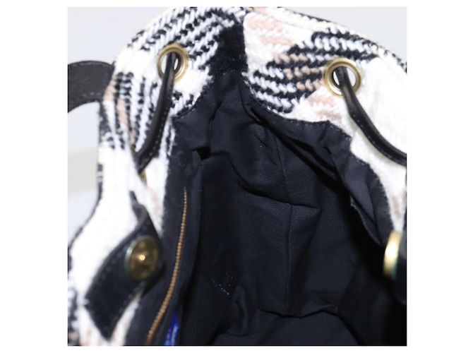 Borsa tote Burberry Nova Check Blue Label in lana bianca e oro Auth BD1813 Bianco D'oro - vista 19