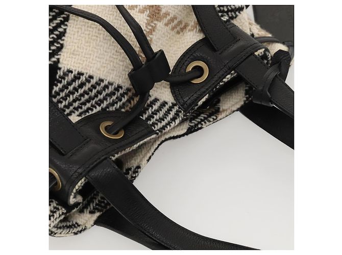 Borsa tote Burberry Nova Check Blue Label in lana bianca e oro Auth BD1813 Bianco D'oro - vista 6