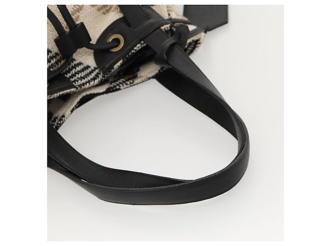 Borsa tote Burberry Nova Check Blue Label in lana bianca e oro Auth BD1813 Bianco D'oro - vista 7