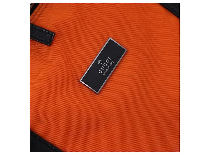 Borsa Boston GUCCI in nylon arancione e nero Auth BD1263 - vista 17