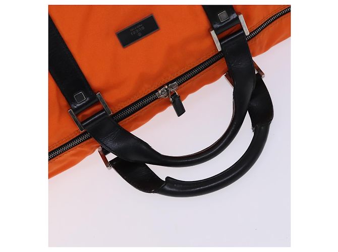 Borsa Boston GUCCI in nylon arancione e nero Auth BD1263 - vista 7