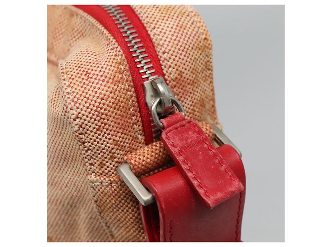 Borsa a spalla sportiva PRADA in tela beige rossa Auth MX065 Rosso - vista 10
