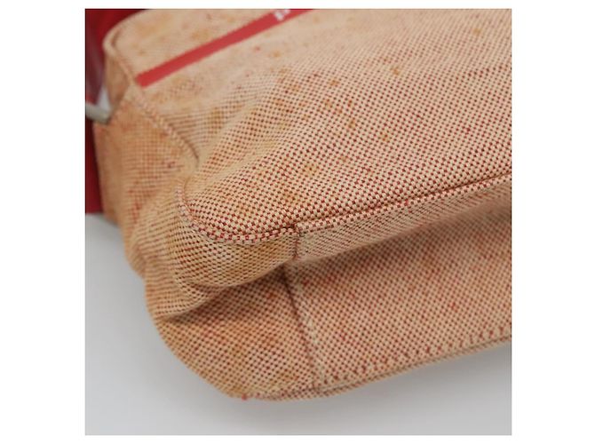 Borsa a spalla sportiva PRADA in tela beige rossa Auth MX065 Rosso - vista 16