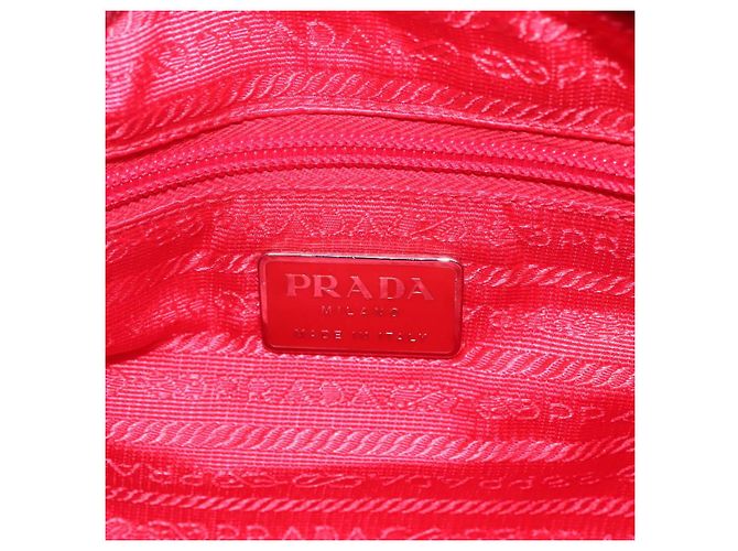 Borsa a spalla sportiva PRADA in tela beige rossa Auth MX065 Rosso - vista 18