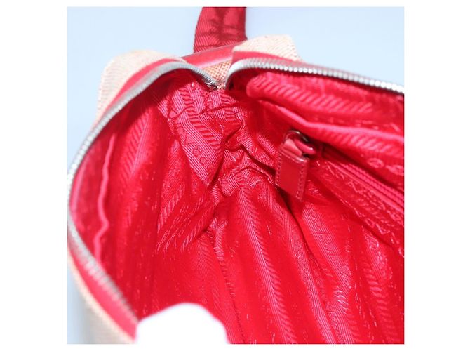 Borsa a spalla sportiva PRADA in tela beige rossa Auth MX065 Rosso - vista 20